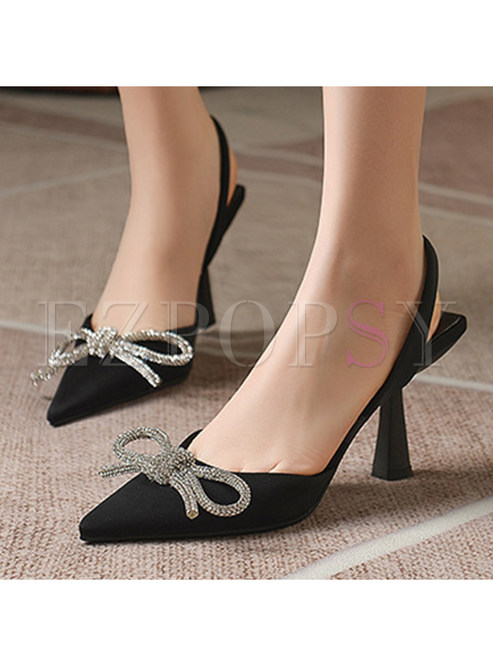 Bowknot Pointed Toe Dress Shoes For Women