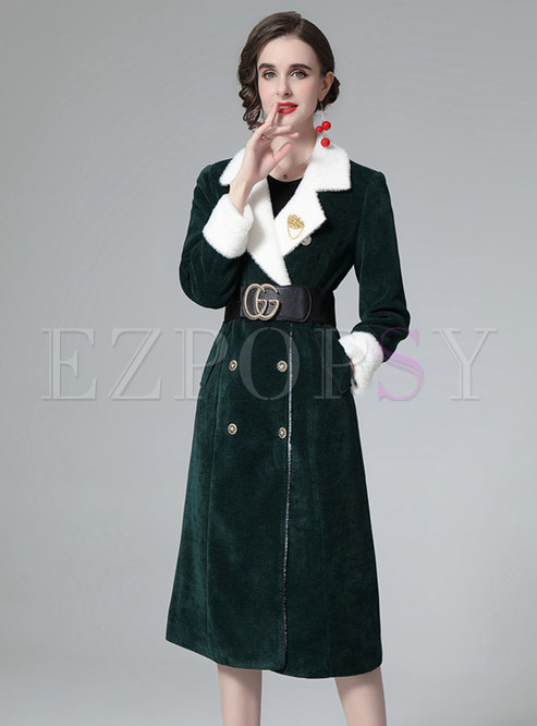 Women's Winter Oversize Lapel Collar Woolen Long Coat