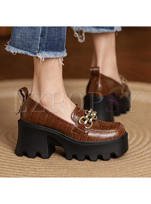 Platform Shoes Wear-Resistant Slip-On Loafer