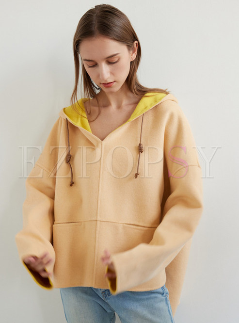 Thick Wool Color-Blocked Women Hoodies