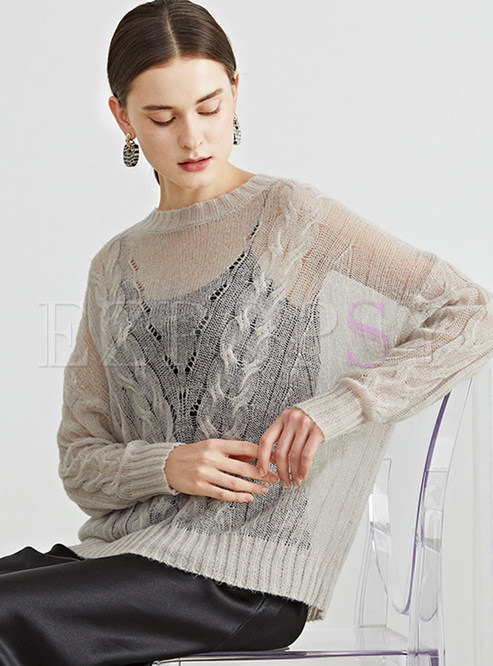 Women's Long Sleeve Oversize Mohair Sweater