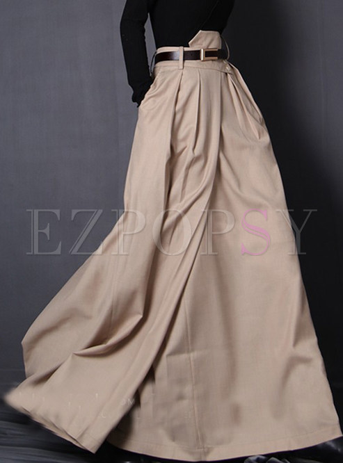 Elegant Splicing Floor Length Solid Color Long Skirts For Women