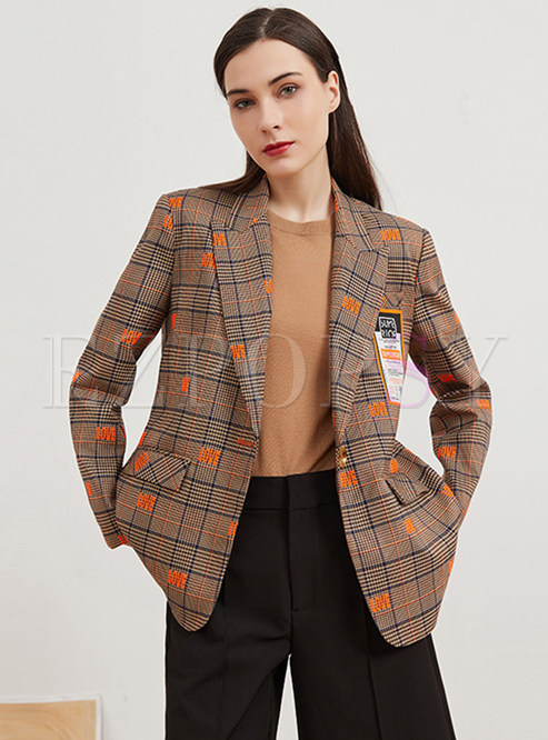 Women's Plaid Casual Blazer Coat