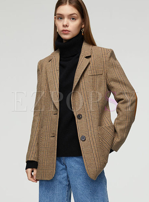 Women's Vintage Plaid Blazer Coat