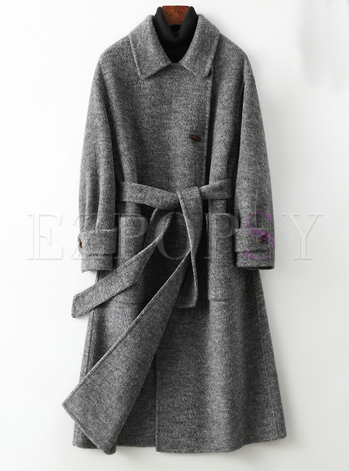 Women Topshop Turn-Down Collar Long Coats With Pockets