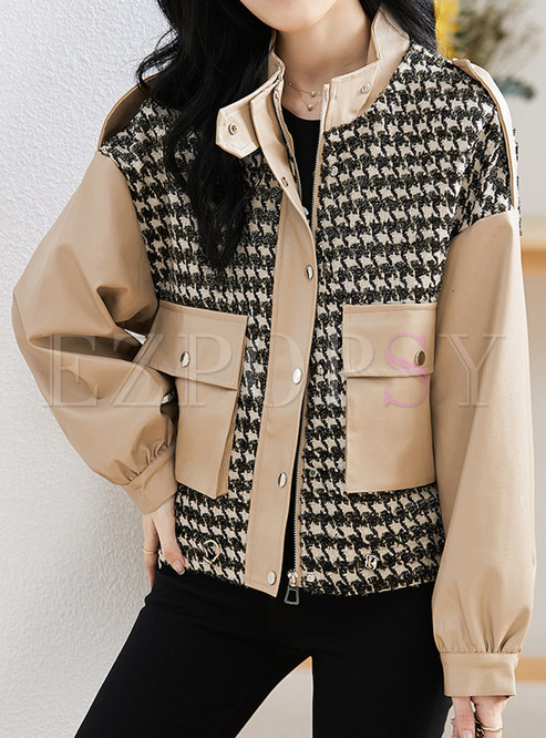 Daily Houndstooth Patch Women's Coats & Jackets