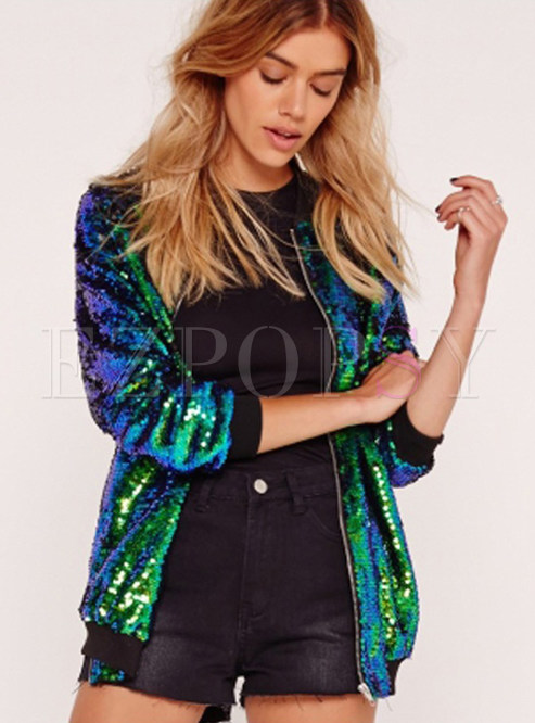 Fashion Sequined Casual Jackets For Women