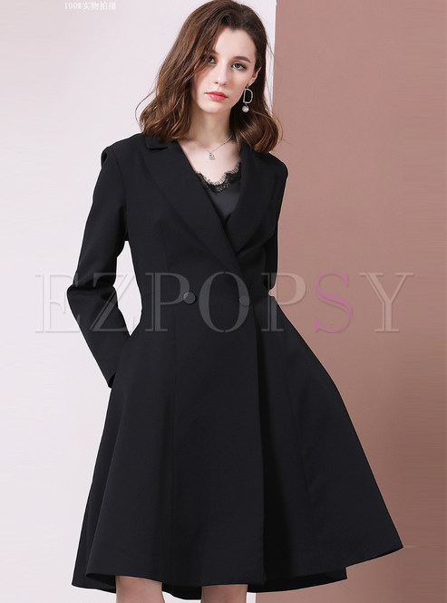 Large Lapels Double-Breasted Fashion Women OverCoats