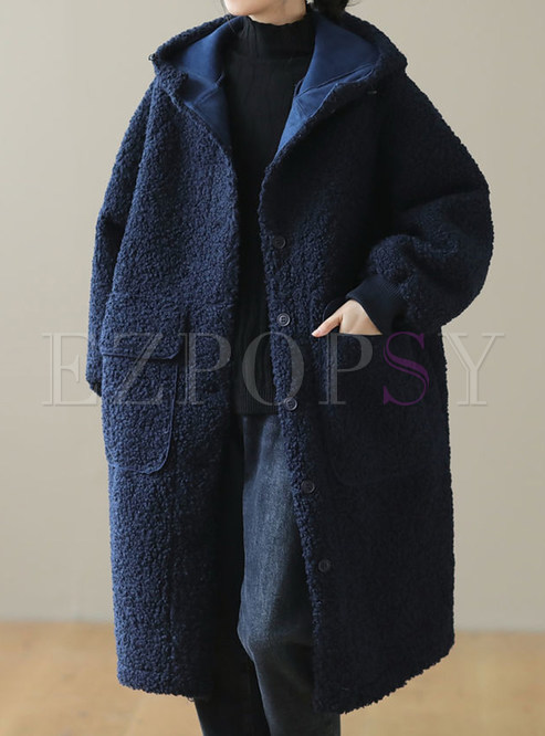 New Look Thickened Hooded Fuzzy Fleece Women's Coats