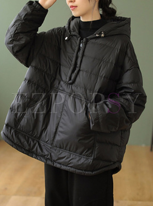 Chunky Hooded Long Sleeve Plus Size Down Jackets Women