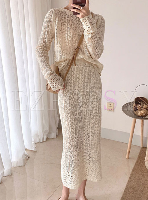 Daily Ritual Knitted Openwork Womens Skirt Outfits