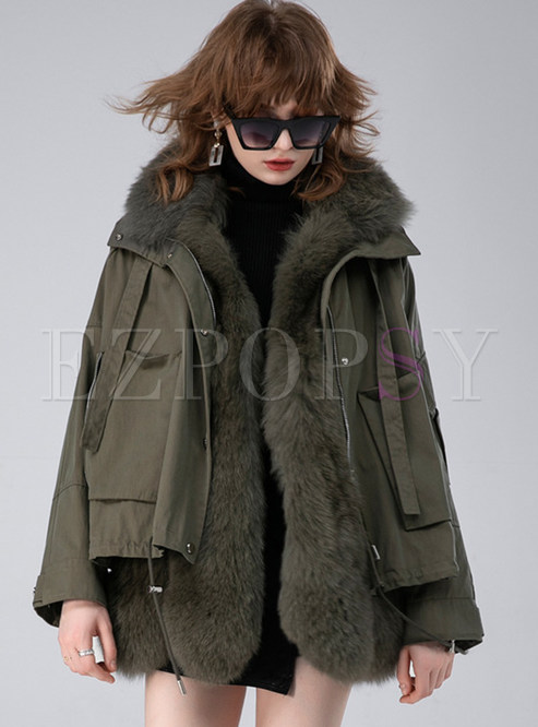 Topshop Fur-Trimmed Chunky Cropped Down Parka For Women
