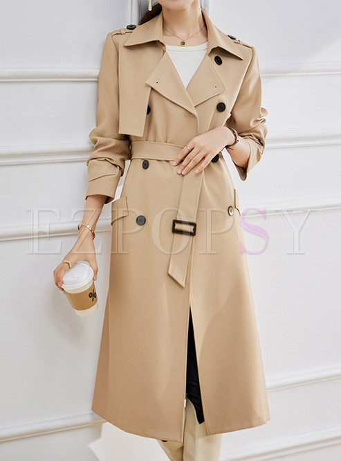 Commuter Large Lapels Belted Trench Coats Women