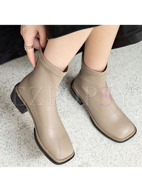 Classic-Fit Square Toe Solid Bootie For Women