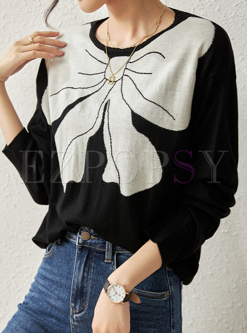 Bowknot Slouchy Pullovers Knitted Jumper For Women