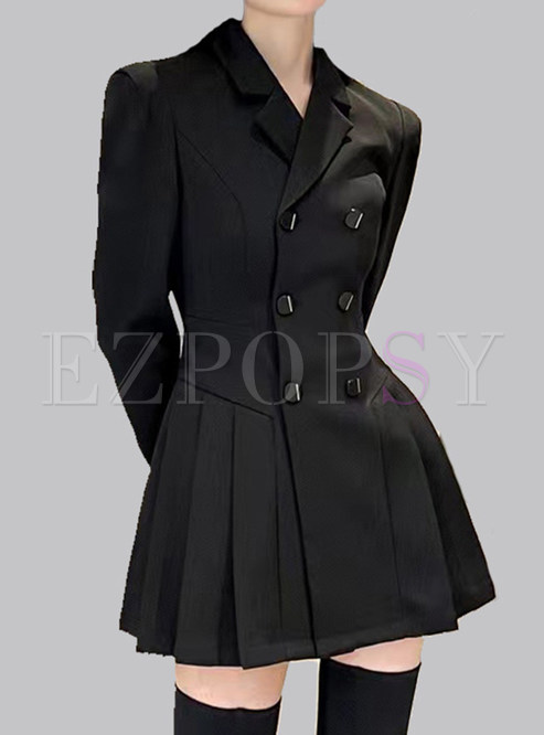 Hot Double-Breasted Pleated Blazer Dresses