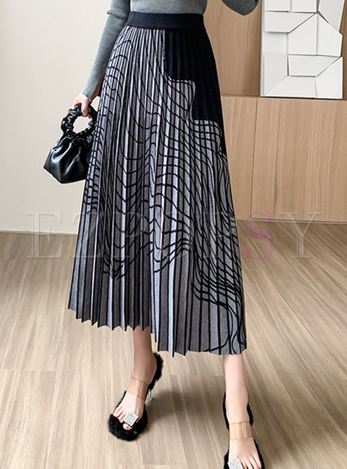 Chicwish Striped Pleated Long Skirts For Women