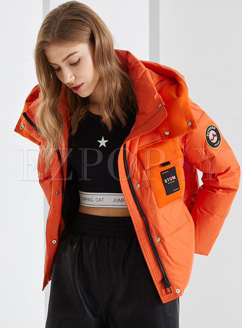 Daily Hooded Full Zip Cropped Puffer Jackets For Women