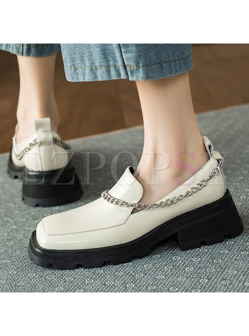 Vintage Platform Deep-Front Slip-On Style Women Shoes
