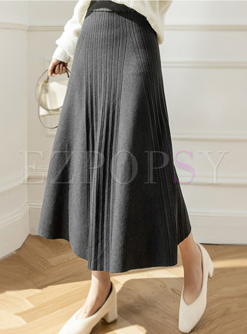 Loose Thickened Big Hem Knitted Long Skirts For Women