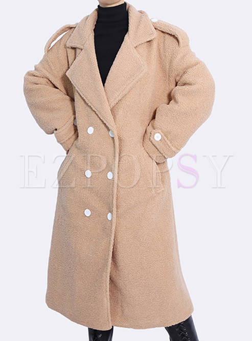 Thermal Large Lapels Double-Breasted Women's Teddy Coats