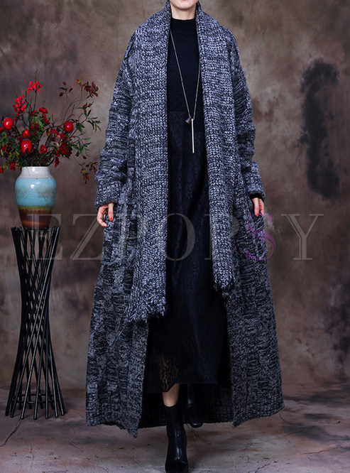 Oversize Thickened Knitted Long Cardigan Outwear For Women