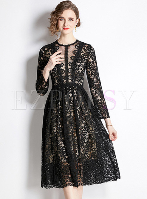 Romantic Long Sleeve Water Soluble Lace Cocktail Dresses