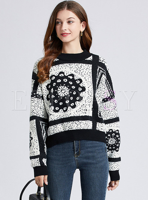 Chicwish Crewneck Intarsia Sweaters For Women