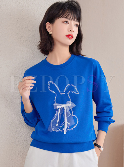 Boxy Bow-Embellished Pullovers Womens Sweatshirts