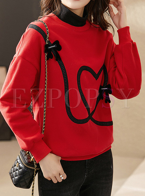 Stylish Bow-Embellished Boxy Pullovers Sweatshirts Womens