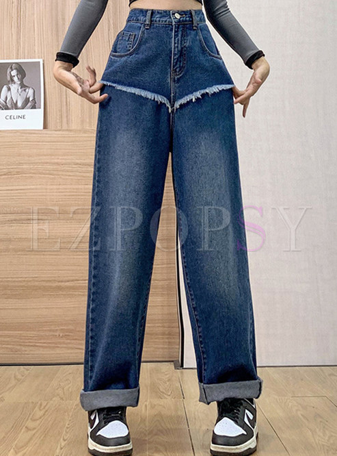 Minimalist High Waisted Loose Jean Pants For Women