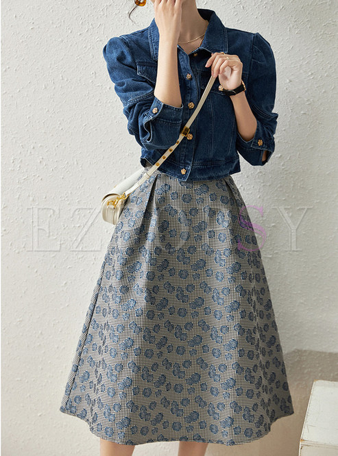 New Look Denim Blouses & Jacquard Midi Skirts