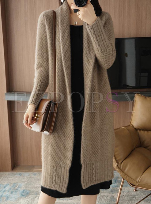 New Look Solid Color Soft Open Front Knitted For Women