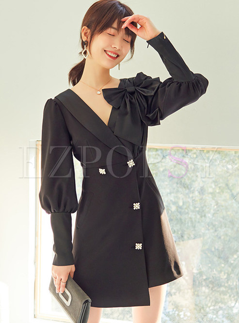 Fashion Bow-Embellished Little Black Dresses