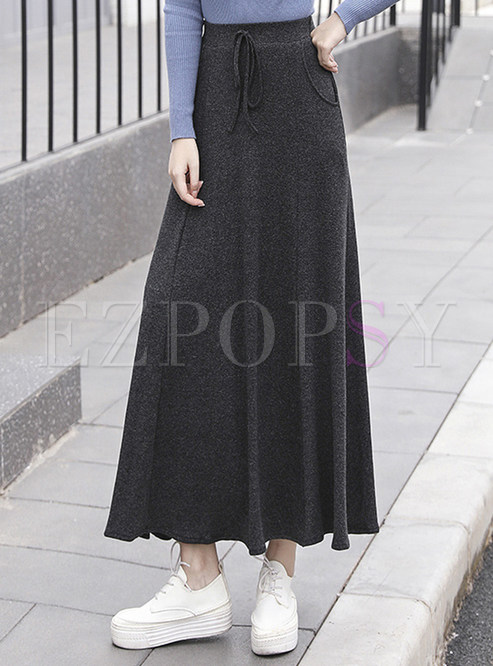 Relaxed Knitting Thick Maxi Skirts For Women