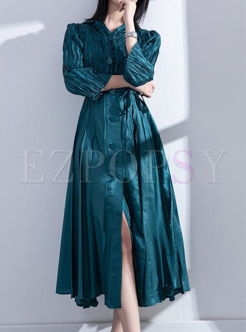 Exclusive Hooded 3/4 Sleeve Solid Color Midi Dresses