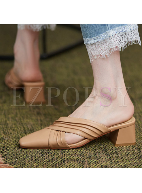 Fashion Pointed Toe Leather Sandals For Women