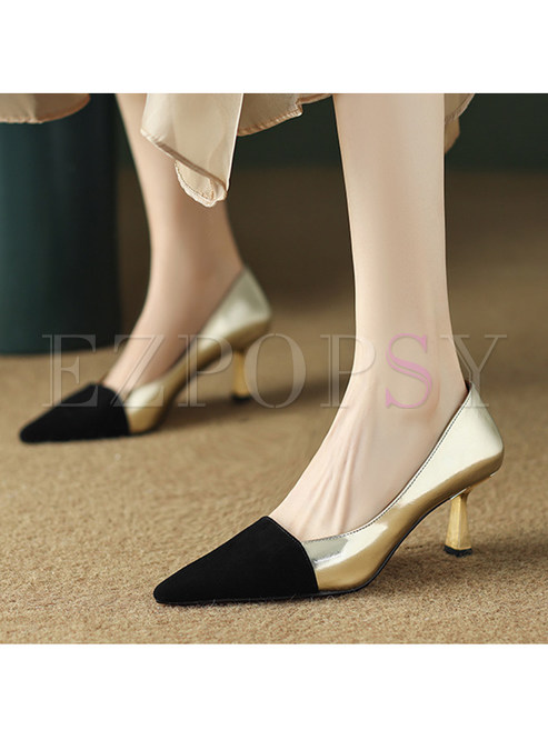 Stylish Pointed Toe Contrasting Dress Pump For Women