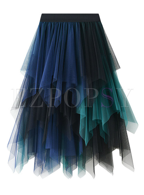 Lightweight Contrasting Tulle A-Line Skirts