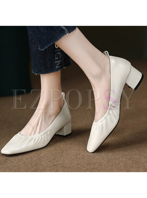 Pleated High Heels Square Shoes