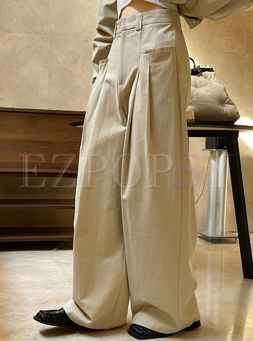 Classic-Fit Solid Color Thin Baggy Pants For Women
