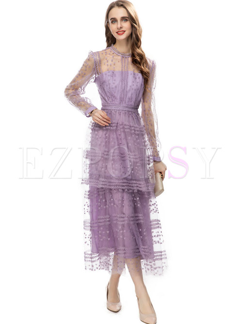 Dreamy Long Sleeve Tulle Layered Dresses