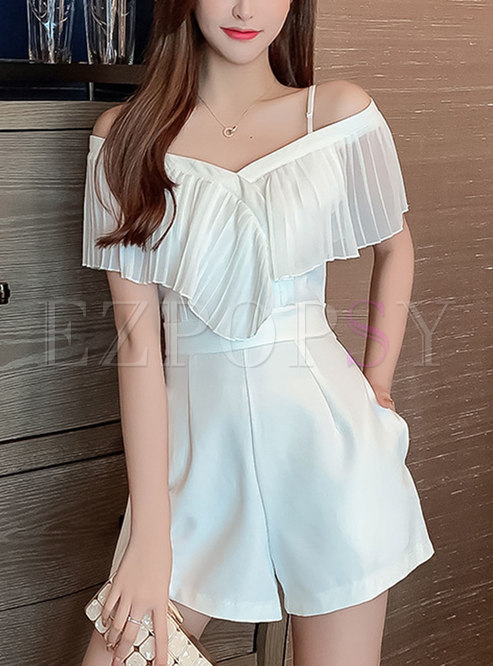 Sexy V-Neck Ruffles Camisole Rompers For Women