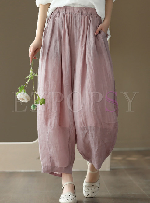 Retro Linen Harem Pants For Women