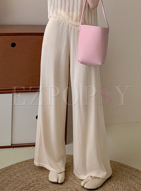 Soft Silk-Blend Wide Leg Pants Women