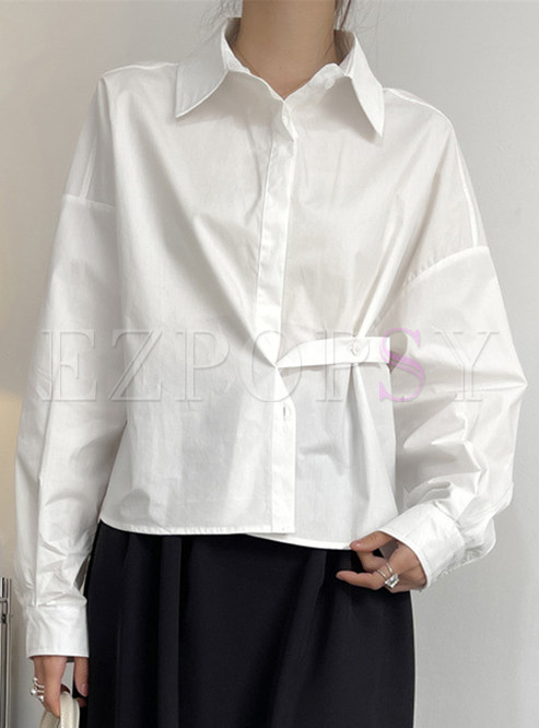 Utility Buiion Solid Women Blouses