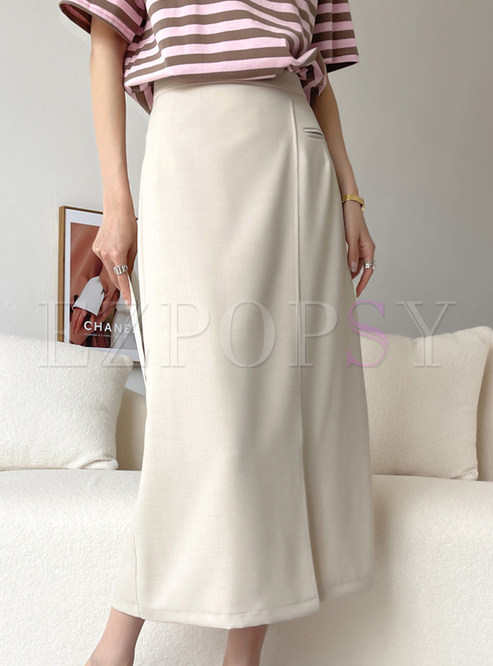 Work Solid Color Suit Skirt For Women