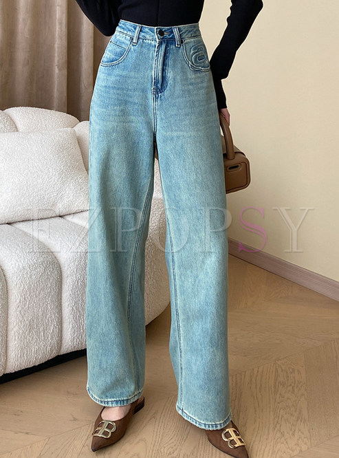 Chicwish Letter Baggy Jeans For Women