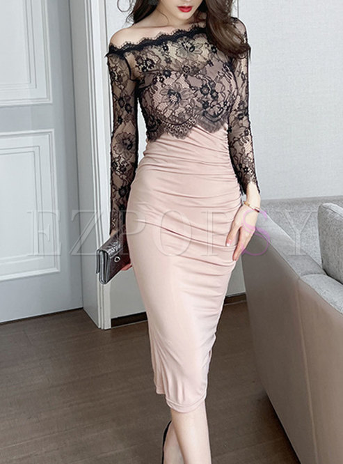 Sexy Off Shoulder Lace Bodycon Dresses
