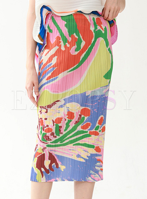 Pretty Pictorial Motifs Smocked Skirts
